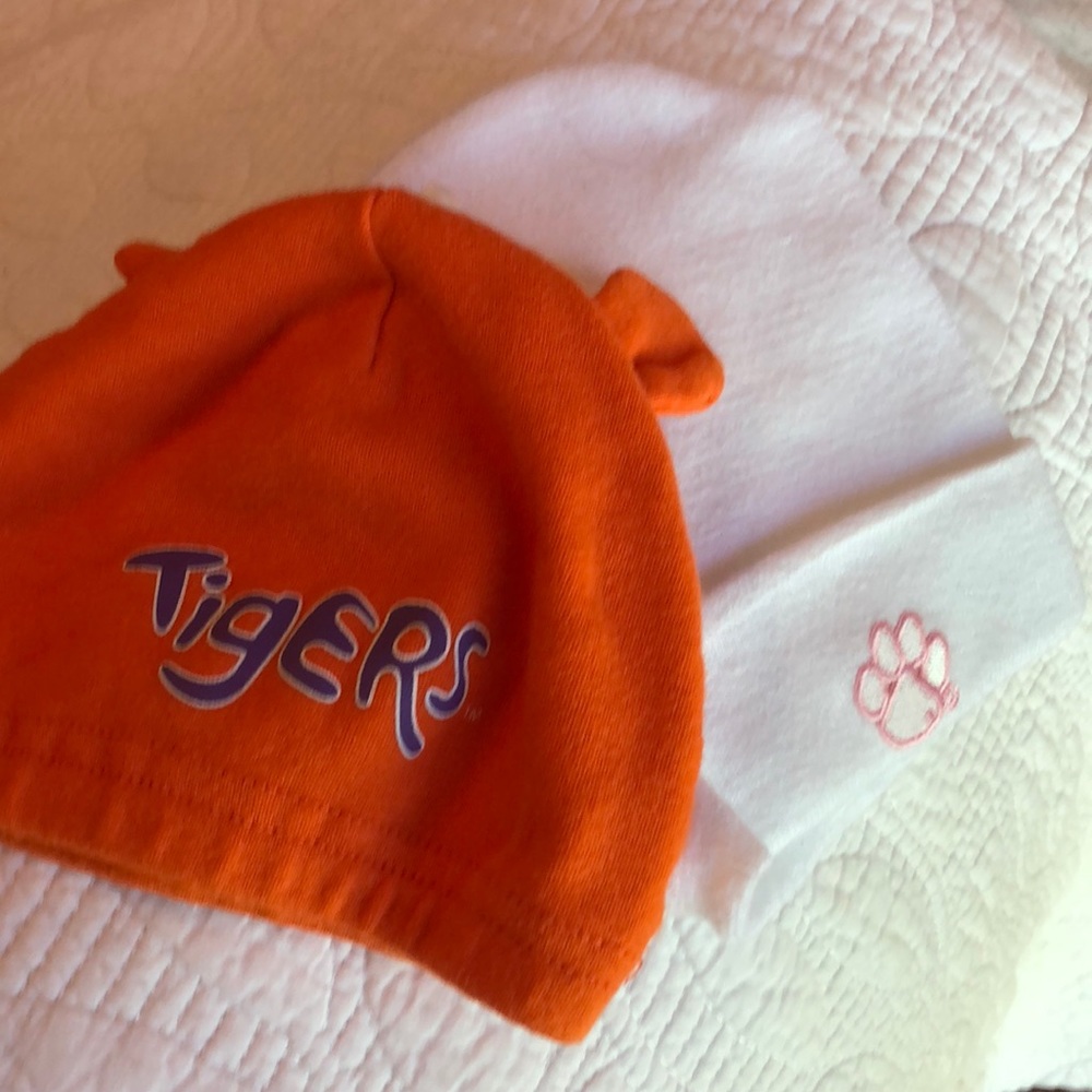 Clemson Tiger baby hats